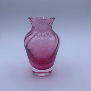 Vintage Caithness Pink Swirl Glass Vase Handmade in Scotland Art Glass